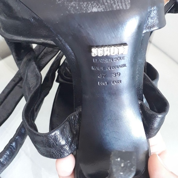 SCHUTZ Luxe Black Leather Knot Heels - Picture 5 of 5